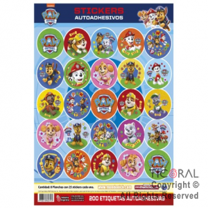 PAW PATROL STICKERS AUTOADHESIVOS  X 24 UNIDADES